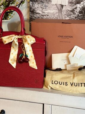 Louis Vuitton Red Epi Leather Riviera bag with box, dustbag, receipt, and COA!